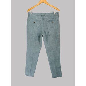 PT1991 Premium Trend Light Blue Linen Blend Trousers Size 36 Slim Fit Button & Z